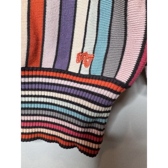 Marc Jacobs Bright Multi Stripe Sweater Boat Neck Cotton Women Medium - Picture 3 of 13